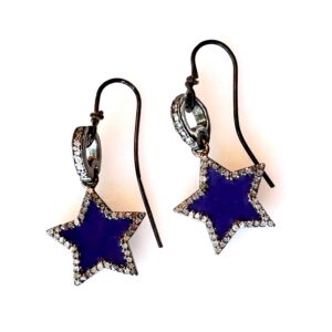 Blue Diamond Star Earrings