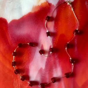 Red Venetian Gold Leaf Bead Necklace