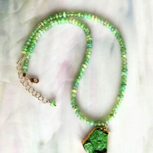Green Opal And Uvarovite Necklace