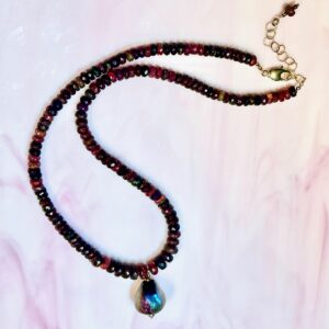 Opal Necklace With Art Bead Pendant